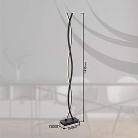 ETC Shop LED Standleuchte, Fußschalter, schwarz graphit, H 143 cm