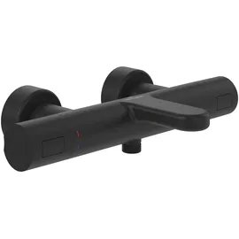 Villeroy & Boch Universal Taps & Fittings Badewannenthermostat, Badewannenarmatur mit Verbrühschutz und Sicherheitssperre bei 38°, Mischbatterie Badewanne Aufputz, rund, Matt Black