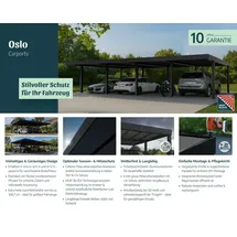 CANOPIA Doppel-Carport Oslo 5,96 x 12 m schwarz inkl. UV-Schutz