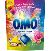 OMO Rose Blossom Laundry Capsules - 42 Capsule 20g Each - Powerful Stain Removal with Long-Lasting Fragrance, Up to 14 days of wash-to-wash freshness, Dissolves fast