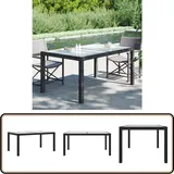 Vidaxl - Gartentisch 150x90x75 cm Gehärtetes Glas Poly Rattan Schwarz - Gartentisch - Polyrattan Tisch - Esstisch - Gartenmöbel - Balkonmöbel