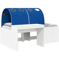 vidaXL Hochbett mit Schreibtisch für Kinder 90 x 200 cm Holz weiß/blau