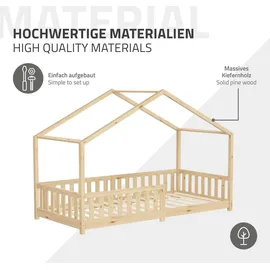 ML-Design Hausbett 90 x 200 cm Kiefer naturbelassen beige