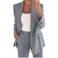 Festlicher Hosenanzug Damen Große Größen - Hosenanzüge Business Zweiteilig Einfrabig Elegant Arbeit-Anzug Revers Anzugjacke & Blazerhose Blouson Slimfit Blazer Sports Damenanzug - M