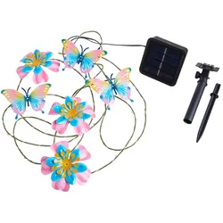 LED Girlande Metall/Solar Girlande Schmetterling/Blume