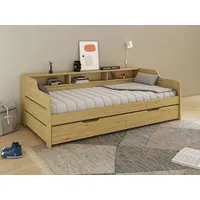 Home Affaire Daybett »"REETE1", Stauraum, Funktionsbett, Kinderbett, inklusive Schubkasten«, (90x200cm, 2 Schlafplätze), mit Regalen, FSC® zertifiziertes Massivholz (Kiefer), Landhausstil, beige