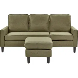 3-Sitzer Sofa grün mit Ottomane AVESTA