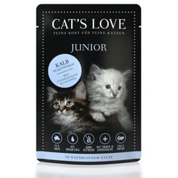 CAT'S LOVE Katzenfutter Katze Junior in Gelee Kalb mit Eierschalen & Lachsöl 48x85 g