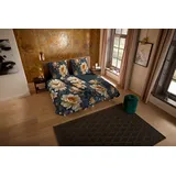 PURE luxury collection Wendebettwäsche »Iron«, Mikrofaser, 135x200, Pflegeleicht, Reißverschluss, Wendeoptik, Blumen grau