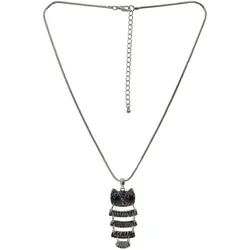 Kette mit Anhänger STEUER "silberfarben Anhänger Eule", silber, Halsketten, Damen, 56cm, Metall, glänzend