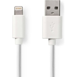 Nedis Lightning Kabel USB 2.0 Apple Lightning 8-Pin USB-A Stecker 480 Mbps Vernickelt 1. (3 m, USB 2.0), USB Kabel