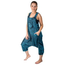 KUNST UND MAGIE Latzhose Overall Unisex Vintage Latzhose Ibiza stonewashed Haremshose blau XL