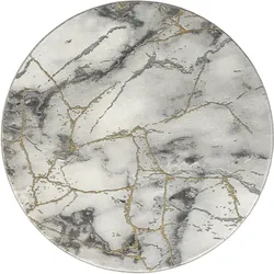Teppich MY HOME "Juliet" Gr. 9, gold, H:12mm Ø:160cm, Kunstfaser, Teppiche, modernes Marmor-Design, Kurzflor, pflegeleicht, weich