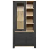 Mäusbacher Vitrine Nele Anthrazit matt - Kreidegrau matt/Asteiche