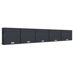 AL BRIEFKASTENSYSTEME Briefkasten »Premium«, (BxH): 191.5 x 34.5cm, Anzahl Schlitze: 5, Aufputzmontage - grau