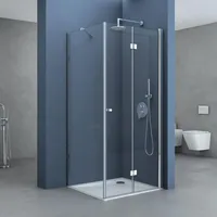 SoGood Ravenna27 Eck-Duschkabine mit Falttür 75 x 120 cm Duschwanne transparent ESG-Sicherheitsglas