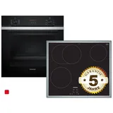 Siemens PQ212KA02Z, Einbau-Backofen-Set, ET645BNA1E + HB273ABS3, Einbau-Backofen, Elektro-Kochfeld