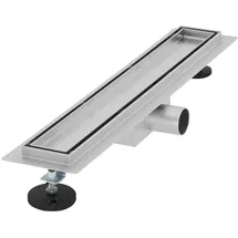 luxebath Duschrinne 50 cm 2in1, befliesbar extra flach, Silber, Doppelseitige Bodenablauf, Komplettset Bodenbefestigung, Duschablauf, Siphon Geruchsstop, Haarsieb, Ablaufrinne Dusche
