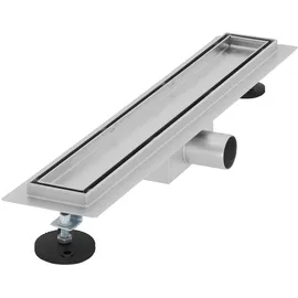 luxebath Duschrinne 50 cm 2in1, befliesbar extra flach, Silber, Doppelseitige Bodenablauf, Komplettset Bodenbefestigung, Duschablauf, Siphon Geruchsstop, Haarsieb, Ablaufrinne Dusche