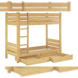 Erst-Holz Etagenbett für Kinder 90 x 200 Roste und Bettkasten