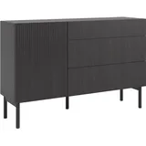 Selsey Kommode Aufbewahrungsschrank 1 Tür 3 Schubladen, Schrank Schubladenschrank Push to Open 140 cm Nolie Portland Esche Schwarz,