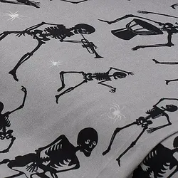 Baumwollstoff-Digitaldruck "Skelette", Serie Ria, hellgrau/weiß