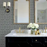 Alwayspon 12 x 20 cm graue Fliesenaufkleber mit Blumenmuster, selbstklebende Fliesenaufkleber für Badezimmer, Küche, Spritzschutz für Herd, zum Abziehen und Aufkleben, selbstklebende Vinyl-Wandfliesen