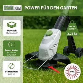 Trutzholm Akku Rasentrimmer 20 V inkl. 2 x 2,0 Ah und Ladegerät