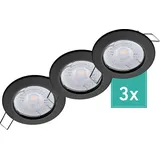 Oktaplex lighting Oktaplex 3er Set Deckeneinbaustrahler Sedan inkl. LED-Module Warmweiß 380lm 4,8W Schwarz Spot