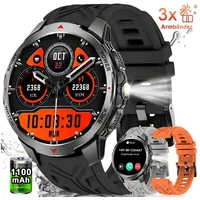 SWGOTA 2026 Smartwatch Herren Militär Fitnessuhr Herren mit 100+ Sportmodi Smartwatch (1,7 Zoll), 1100mAh Sportuhr Herren mit 3 Armbändern, Herzfrequenz & Blutdruck-, SpO2-/Schlafüberwachung,Schrittzähler,Kompass,Taschenlampe,IP68 schwarz