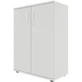 fm Büromöbel Flügeltürenschrank abschließbar für 3 Ordnerhöhen Breite 80 cm grau, 80x111.5x44.2 cm