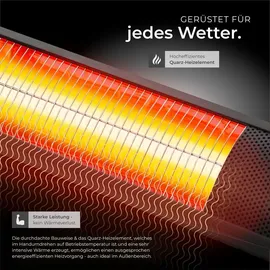 Tectake tectake® Infrarotheizstrahler Solaris Horizon 3000W, Aluminiumgehäuse - schwarz