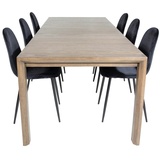 ebuy24 SliderOS Essgruppe Esstisch Ausziehbarer Tisch Länge cm 170 / 250 rauchig Eiche und 6 Polar Esszimmerstühle Velour schwarz.