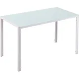 Esstisch Für 4 Personen, Tischplatte Aus Gehärtetem Glas, Metallbeine, Maße 120 X 60 X 75 Cm, Weiß