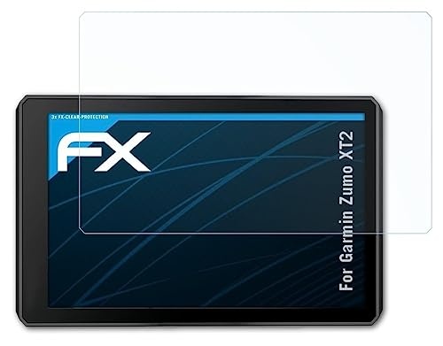 atFoliX Schutzfolie kompatibel mit Garmin Zumo XT2 Folie, ultraklare FX Displayschutzfolie (3X)