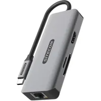 Sitecom - 6 in 1 USB-C LAN Multiport Adapter (USB-C, 6 Ports), Dockingstation + USB Hub, Grau