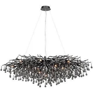 Paul Neuhaus Kronleuchter Icicle, schwarz, Glasbehang, Länge 150 cm, Lampen - Leuchten, Innenbeleuchtung, Hängelampen, Kronleuchter