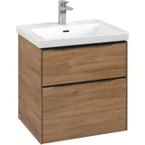 Villeroy & Boch Waschbeckenunterschrank Subway 3.0 2 Auszüge 57,2 x 57,9 x 47,8 cm Kansas Oak / Volcano Black