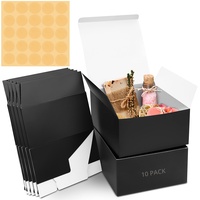 Belle Vous Geschenkboxen Kraftpapier Schwarz (10 Stk) – Karton Schachteln 20x20x10cm – Pappschachteln mit Deckel Einfach Aufzubauen – Geschenkbox Quadratisch für Geschenke, Party, Geburtstag, Hochzeit
