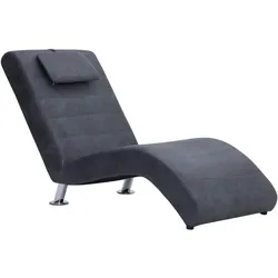vidaXL Chaiselongue mit Kissen Grau Wildleder-Optik