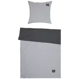 Sansibar Jersey Melange Wendebettwäsche Anthrazit/Silber Bettwäsche Doubleface Set 2 teilig Bettbezug 135x200 cm Kissenbezug 80x80 cm
