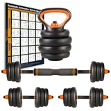 6In1 Multifunktionsset Gewicht 40 Kg Kurzhanteln Mit Langhantel Und Kettlebell-Set