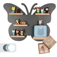 MR TEDDY BEAR Kinderregal Schmetterling | Holzregal für die Toniebox und Tonies | Tonie-Regal hergestellt in der EU | Wandregal zum Spielen und Sammeln | Für Mädchen und Jungen | Anthrazit