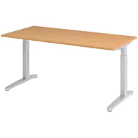 Bümö Schreibtisch Buche, Silber, Nachbildung,Buche, Rechteckig, 160x74x80 cm, FSC