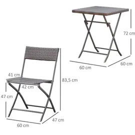Outsunny Bistroset 3-tlg. schwarz klappbar