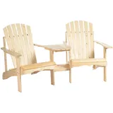 Outsunny Gartenstuhl mit Tisch 2 Sitzer Massivholz Natur Holz, 87x94x170 cm -