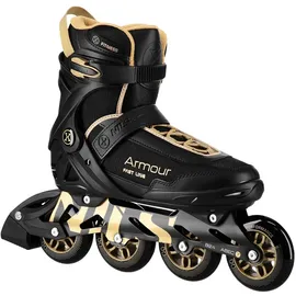 Nils Extreme Inline Skates Armour NA22151 (Rollen: 90mm/82A, Kugellager: ABEC 7) schwarz/gold Herren