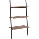 Leiterregal mit 3 Böden Dunkelbraun und Schwarz 64x34x116 cm