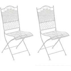 CLP 2er Set Eisen-Gartenstühle Kiran I Klappstühle mit edlen Verzierungen