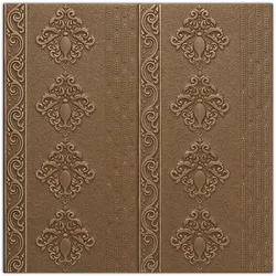 Relaxdays Wandpaneele, 10er Set, selbstklebend, zuschneidbar, 3D Paneele, Wandverkleidung Barock Design, 70x70 cm, braun
